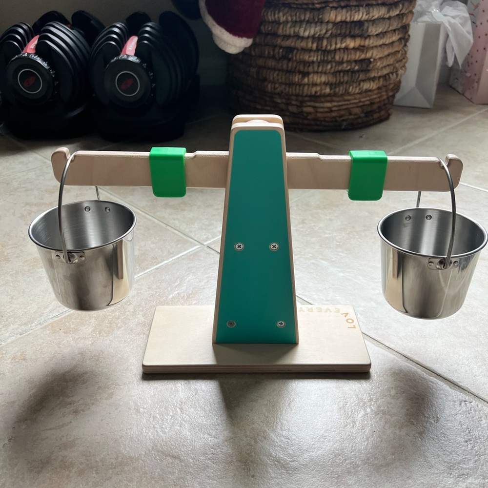 Wooden Balance Scale with Buckets